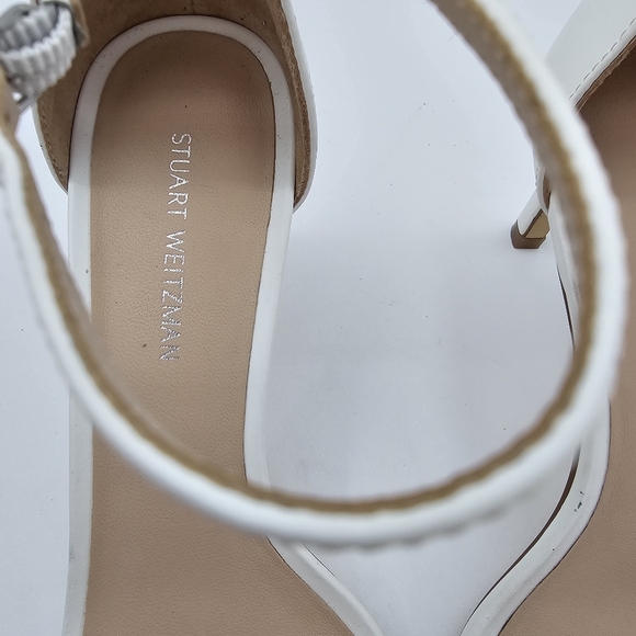 Stuart Weitzman Amelina White Leather Heeled Sandals Size 6 - Picture 15 of 16